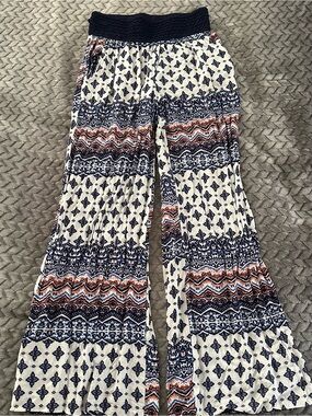 Joe B Blue Floral Print Skirt with Navy Waistband